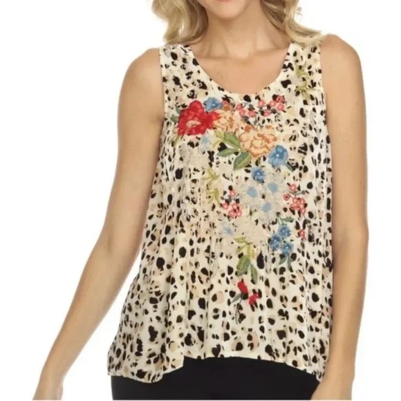 Johnny Was JWLA Josephine Velvet Swing Tank Top Boho Chic size M - Picture 1 of 10